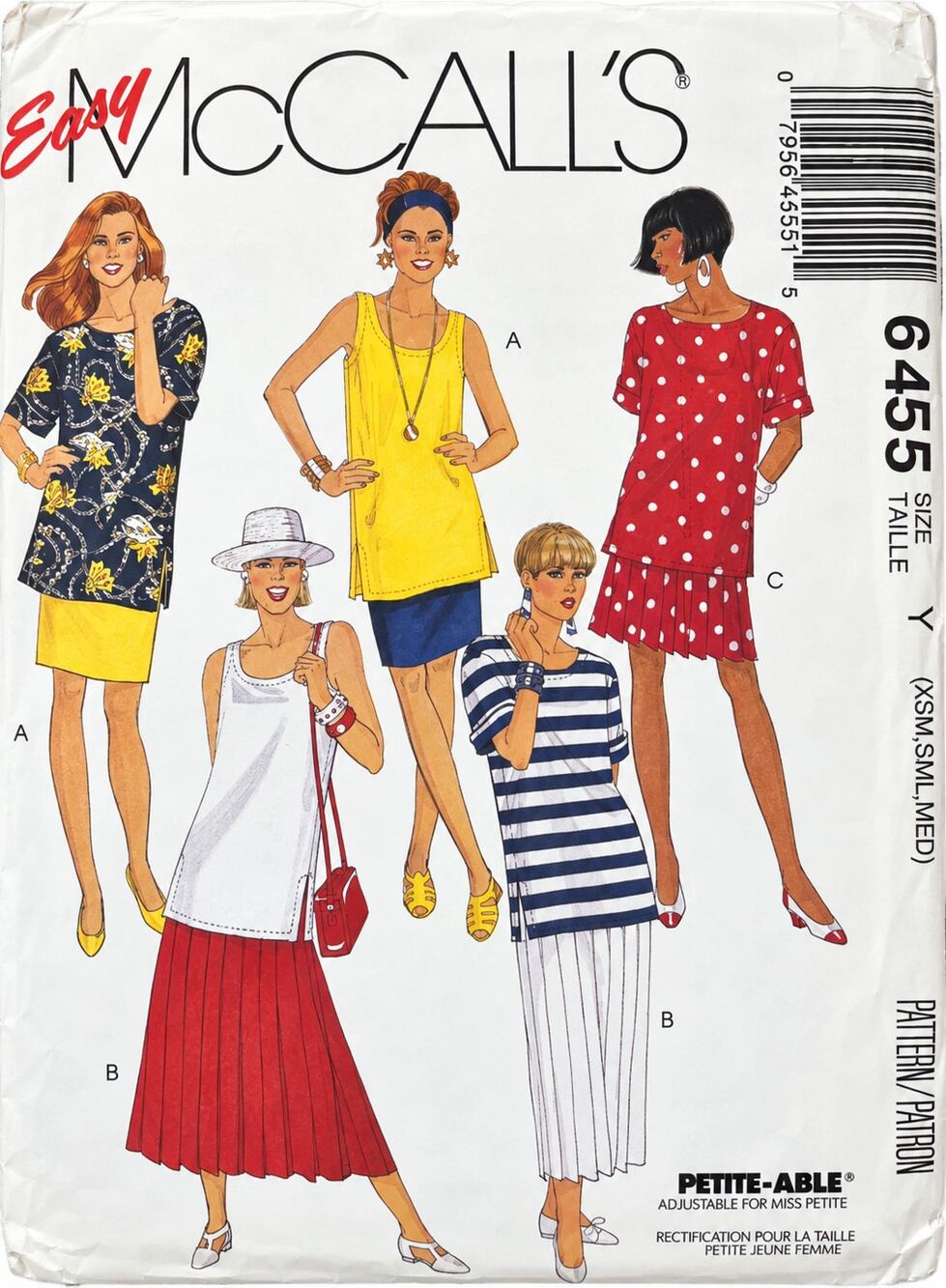 McCALL'S Easy Sewing Pattern 8815 Size 4-14 Tunic Tank Pleated Swing Skirt UC